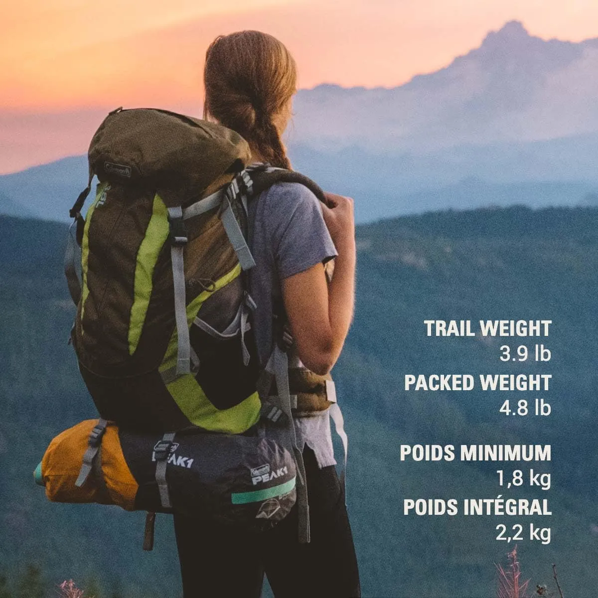 Coleman PEAK1 Premium Backpacking Tent, Waterproof Fabric with 2,000mm Waterhead Rating can Withstand Winds up to 45 MPH; Wide Door, Star View Window, & Footprint Included, 1/2/3/4/6 Person Tent
