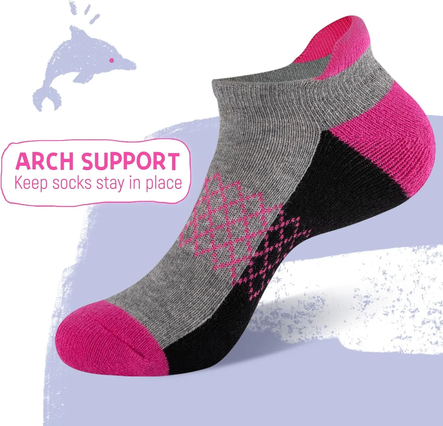 Comfoex 12 Pairs Girls Ankle Athletic Socks - 4-6, 8-10, 6-8 Years Old - Short Socks With Cushioned Sole