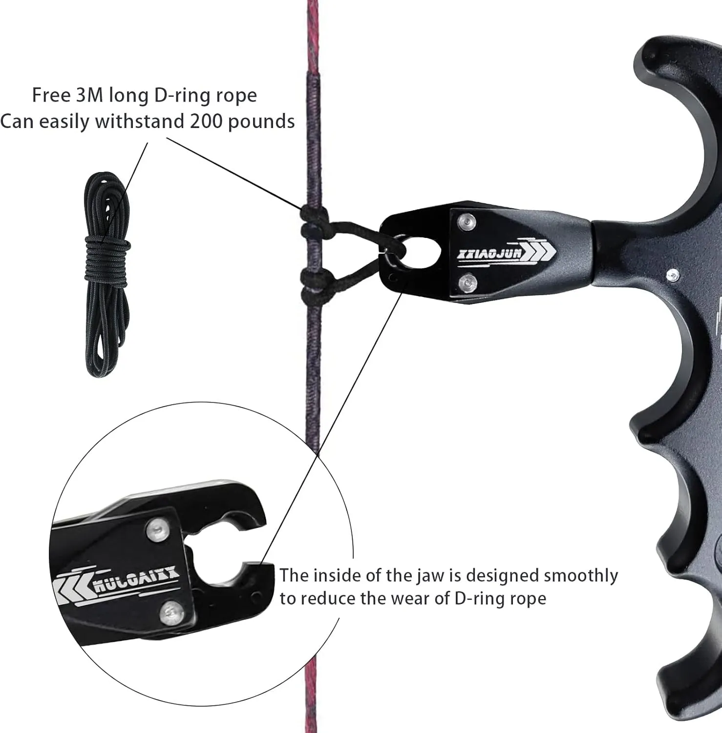 Compound Bow Aid Releaser and D Loop Rope，Adjustable Can Rotate 360° Thumb Release Bow Aluminum Alloy Aids，Archery Release Aids