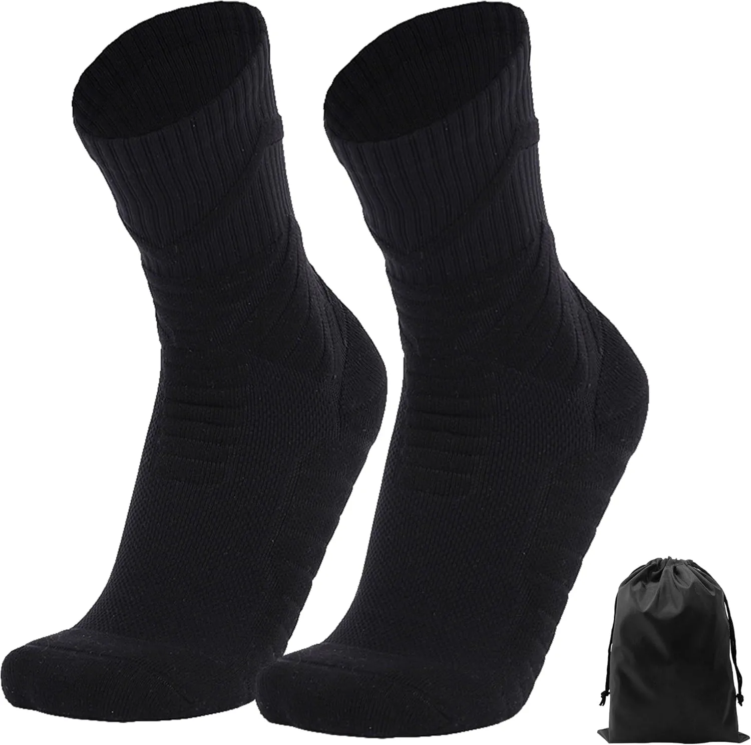 Compression Crew Socks for Men - Moisture-Wicking Anti-Blister Cushioned Athletic Running Hiking Basketball Socks