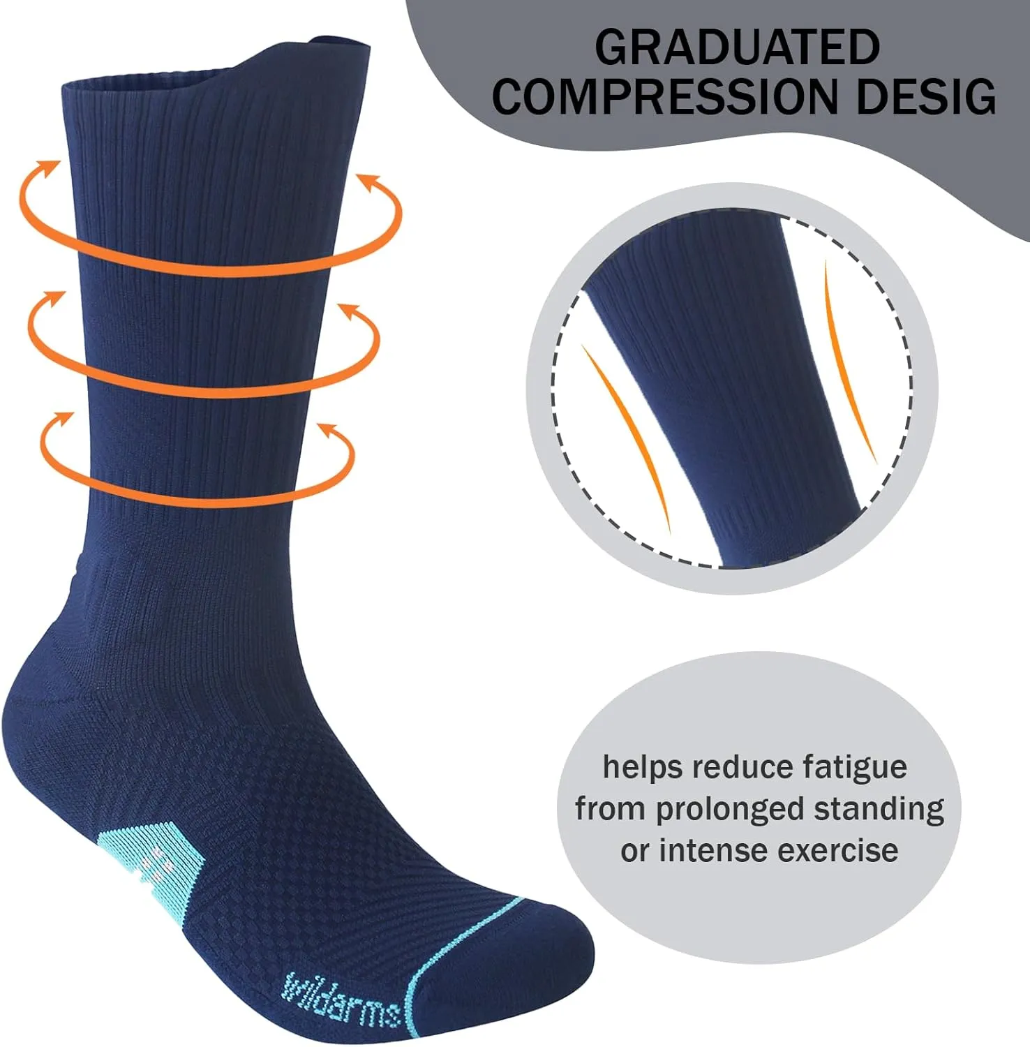 Compression Running Crew Socks Athletic Hiking Moisture Wicking Socks 3 Pack