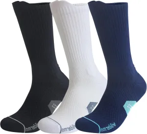 Compression Running Crew Socks Athletic Hiking Moisture Wicking Socks 3 Pack