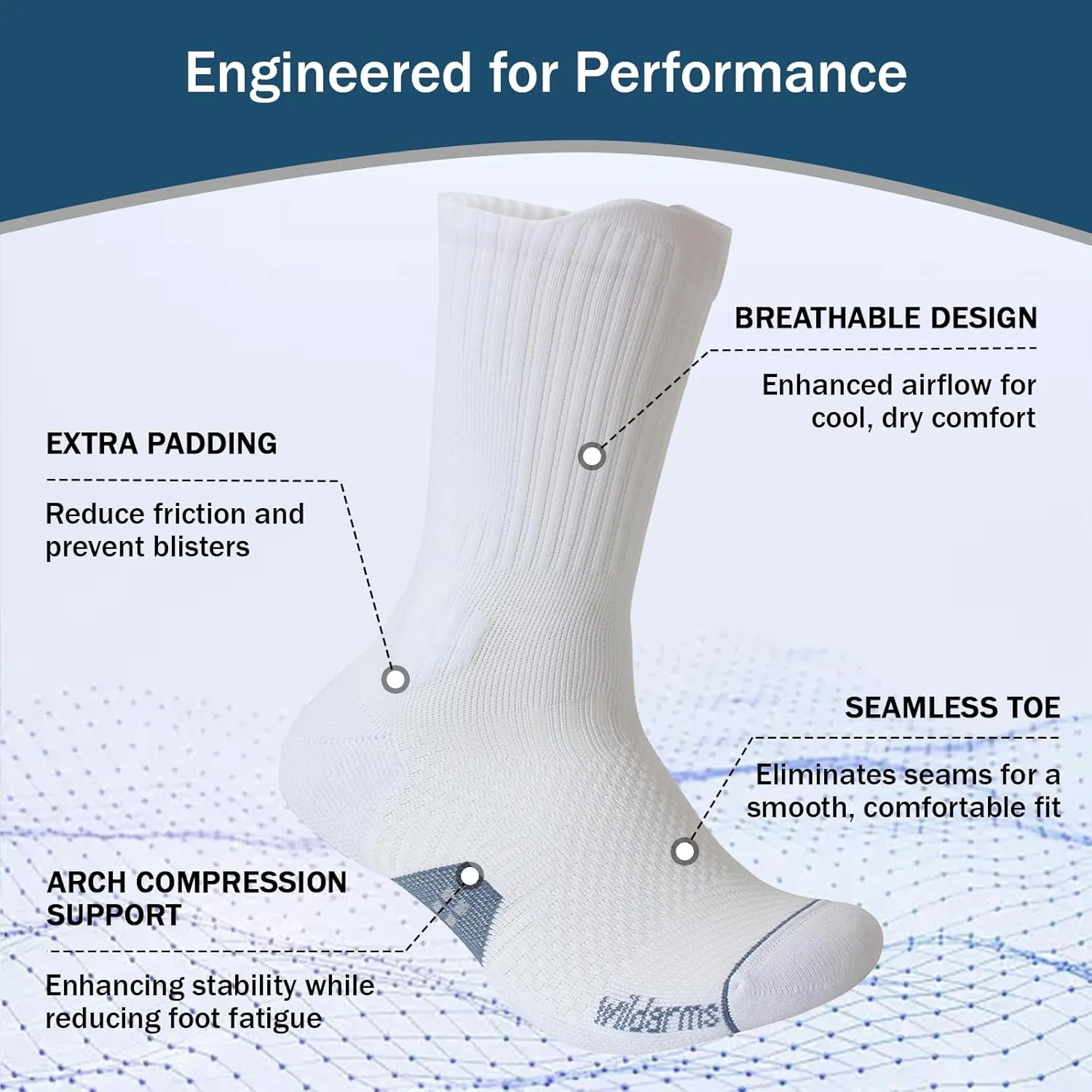 Compression Running Crew Socks Athletic Hiking Moisture Wicking Socks 3 Pack