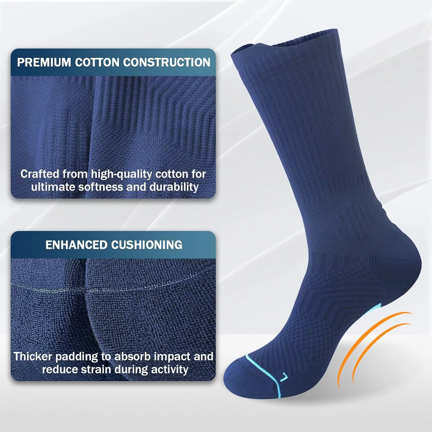 Compression Running Crew Socks Athletic Hiking Moisture Wicking Socks 3 Pack