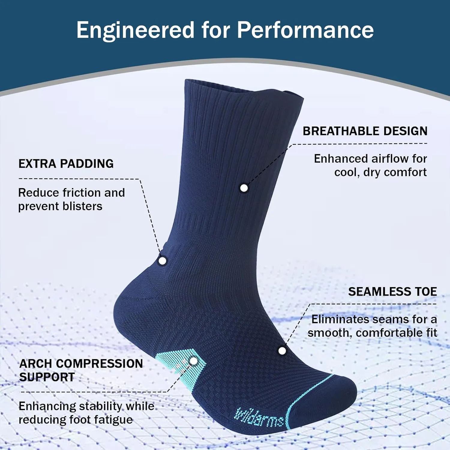 Compression Running Crew Socks Athletic Hiking Moisture Wicking Socks 3 Pack