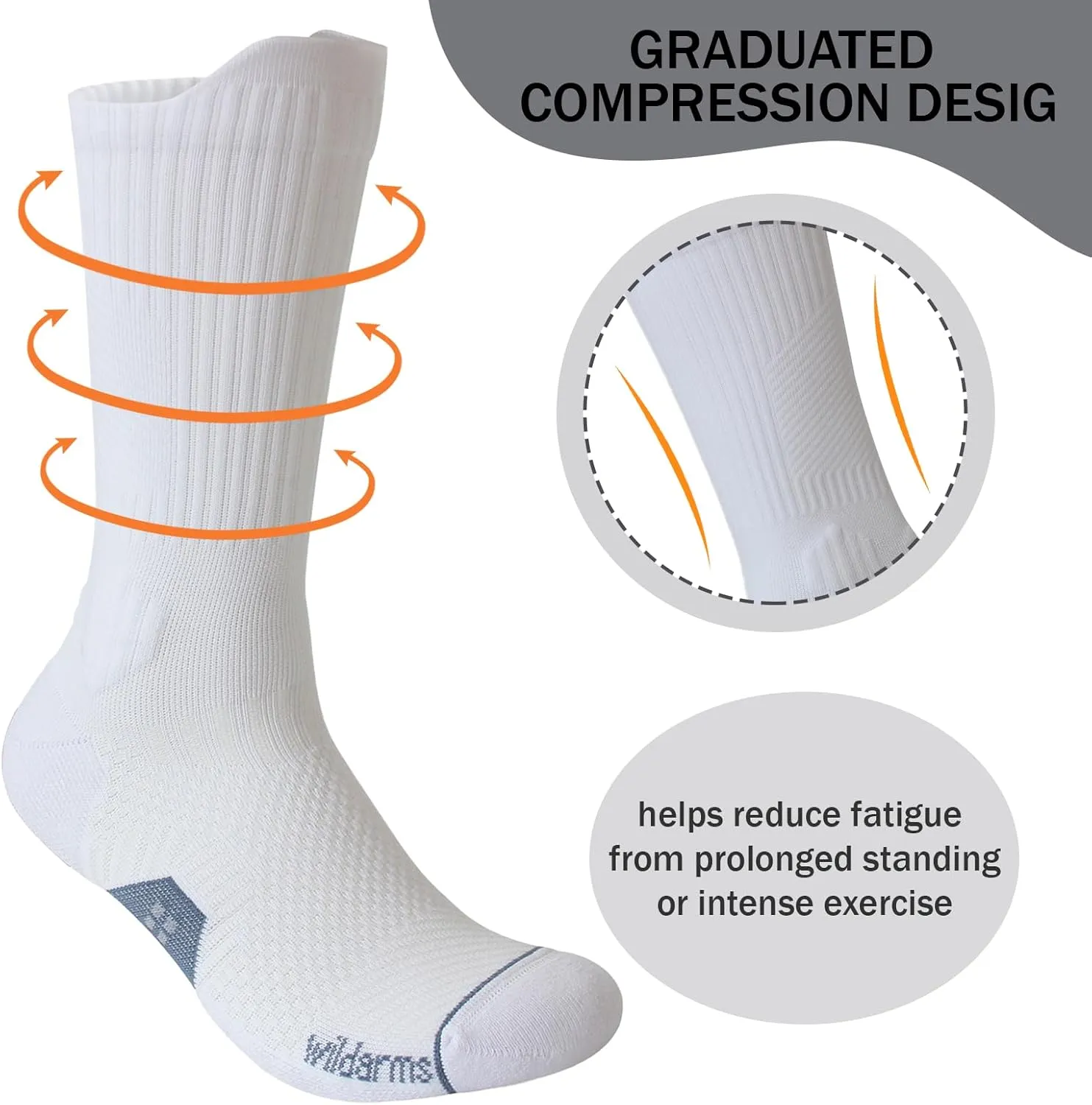 Compression Running Crew Socks Athletic Hiking Moisture Wicking Socks 3 Pack