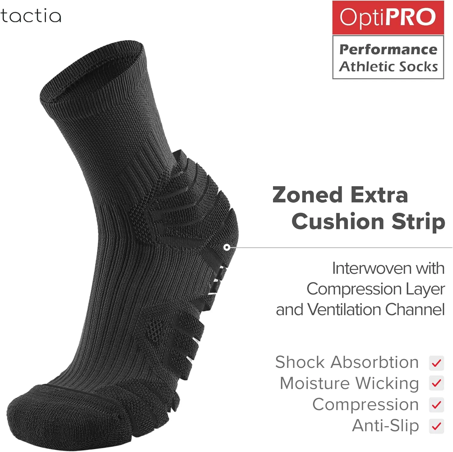Compression Running Socks Men – Cushion Padded Anti-Blister, Moisture Wicking Cooling, Athletic Socks Crew, 3 Pairs