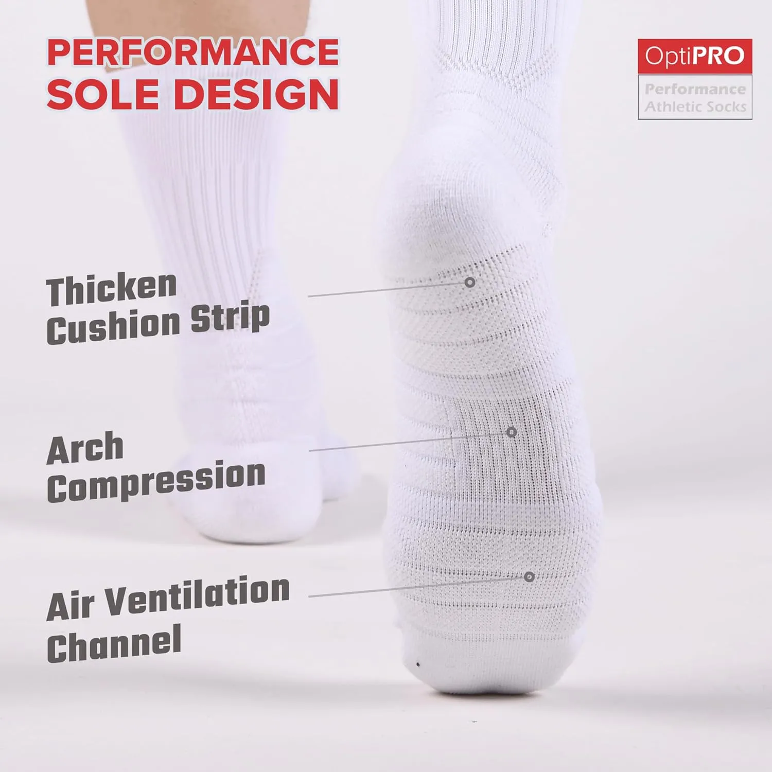 Compression Running Socks Men – Cushion Padded Anti-Blister, Moisture Wicking Cooling, Athletic Socks Crew, 3 Pairs