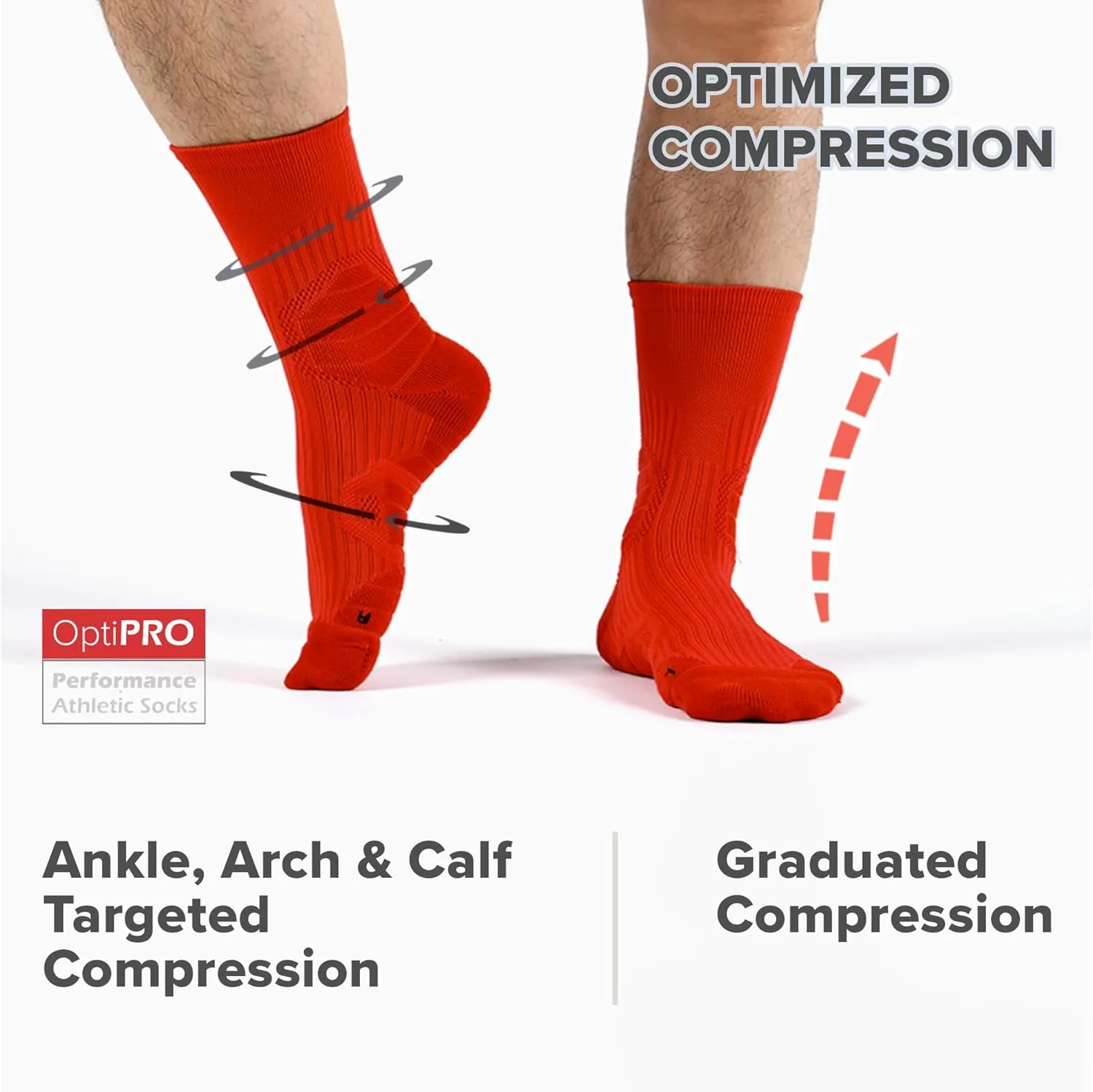 Compression Running Socks Men – Cushion Padded Anti-Blister, Moisture Wicking Cooling, Athletic Socks Crew, 3 Pairs