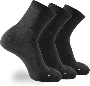 Compression Running Socks Men – Cushion Padded Anti-Blister, Moisture Wicking Cooling, Athletic Socks Crew, 3 Pairs