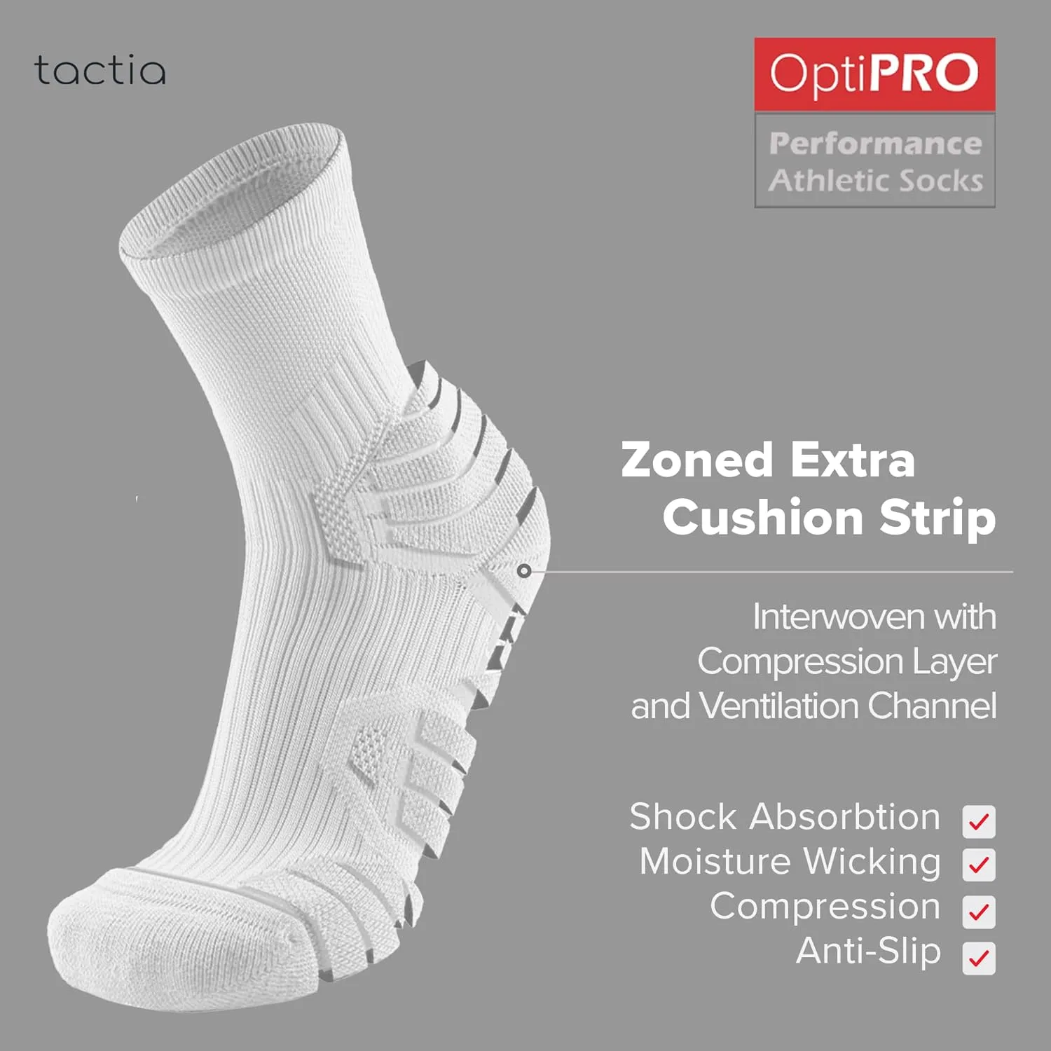 Compression Running Socks Men – Cushion Padded Anti-Blister, Moisture Wicking Cooling, Athletic Socks Crew, 3 Pairs