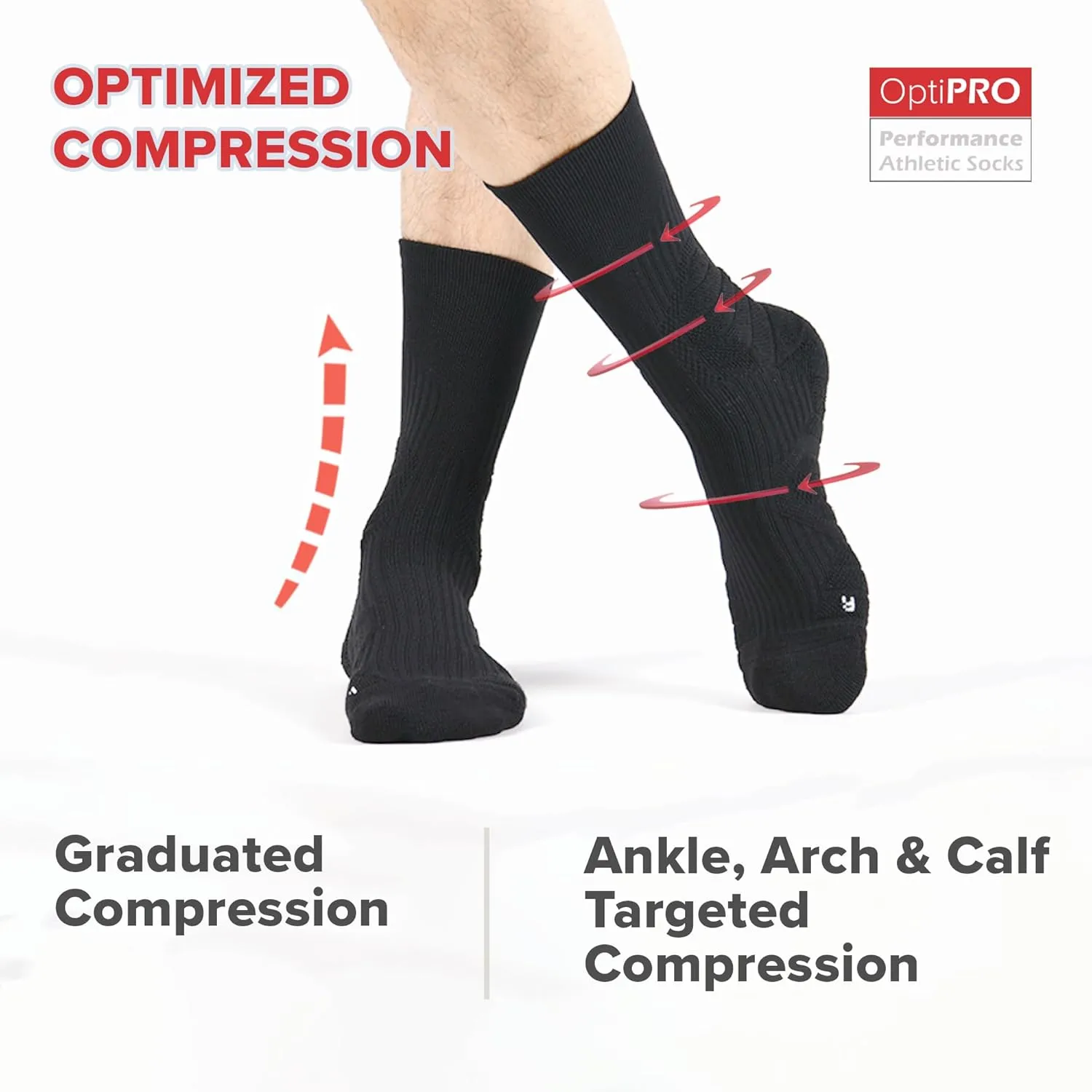 Compression Running Socks Men – Cushion Padded Anti-Blister, Moisture Wicking Cooling, Athletic Socks Crew, 3 Pairs