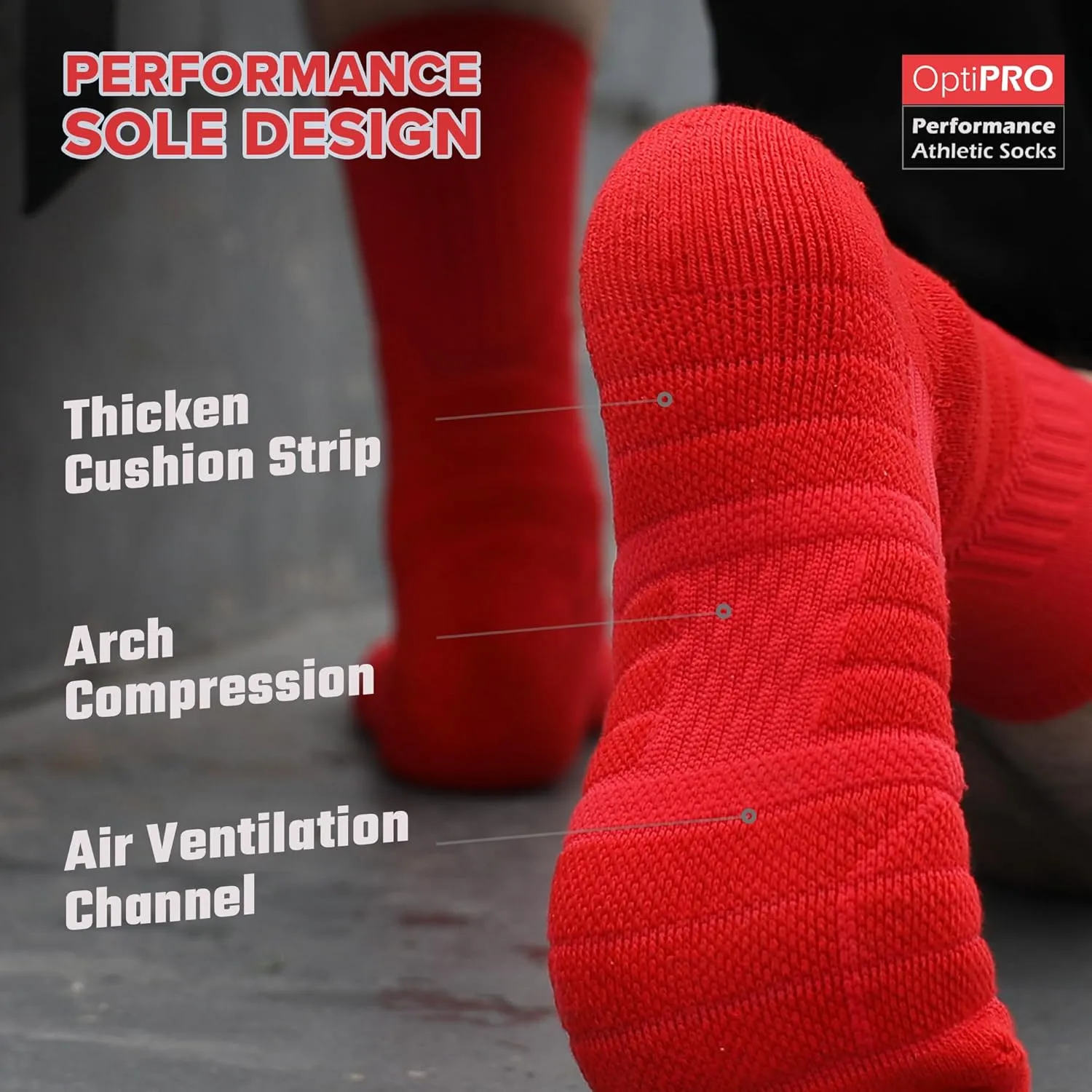 Compression Running Socks Men – Cushion Padded Anti-Blister, Moisture Wicking Cooling, Athletic Socks Crew, 3 Pairs