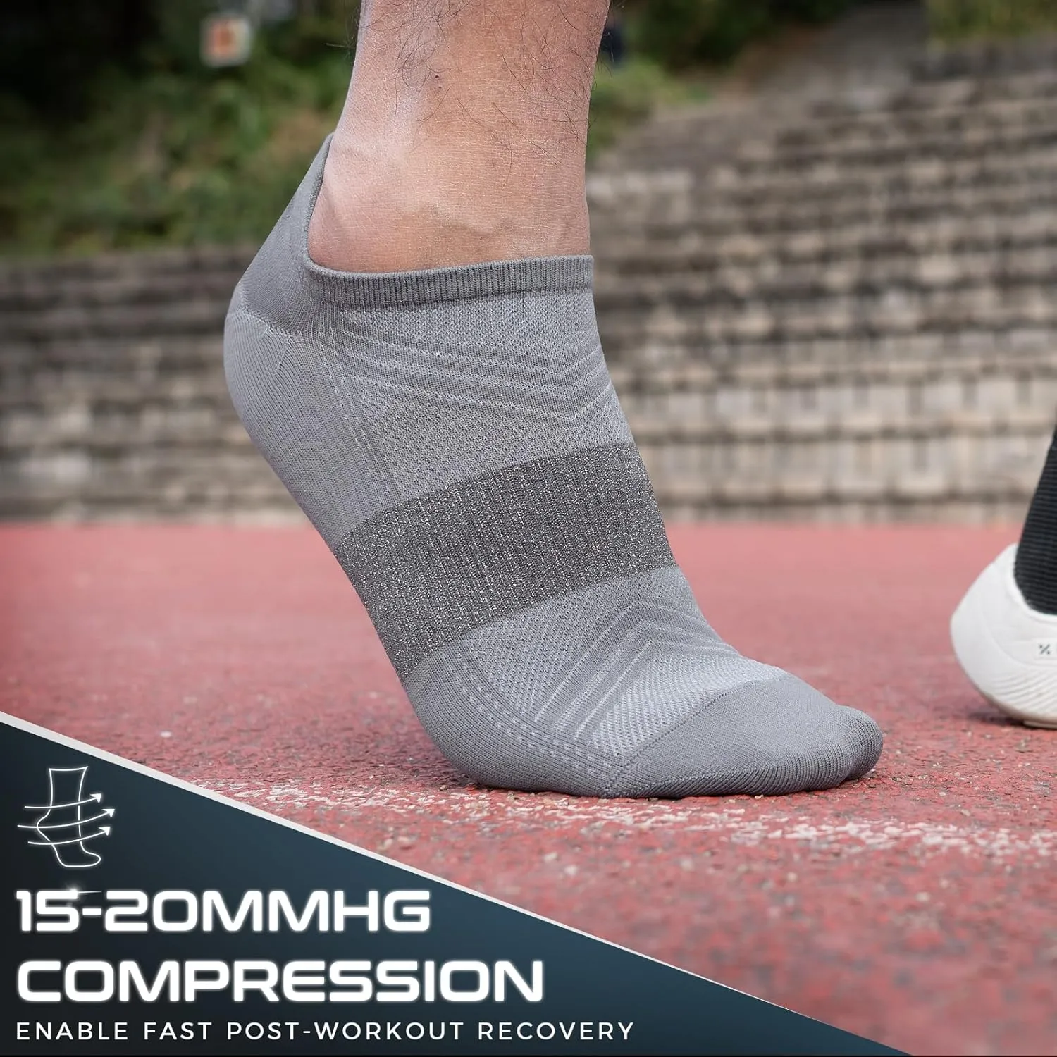Compression Silver Ankle Socks Odor Control Lightweight Arch Support Fit Performance Low Cut Athletic Running Socks 2 Pairs