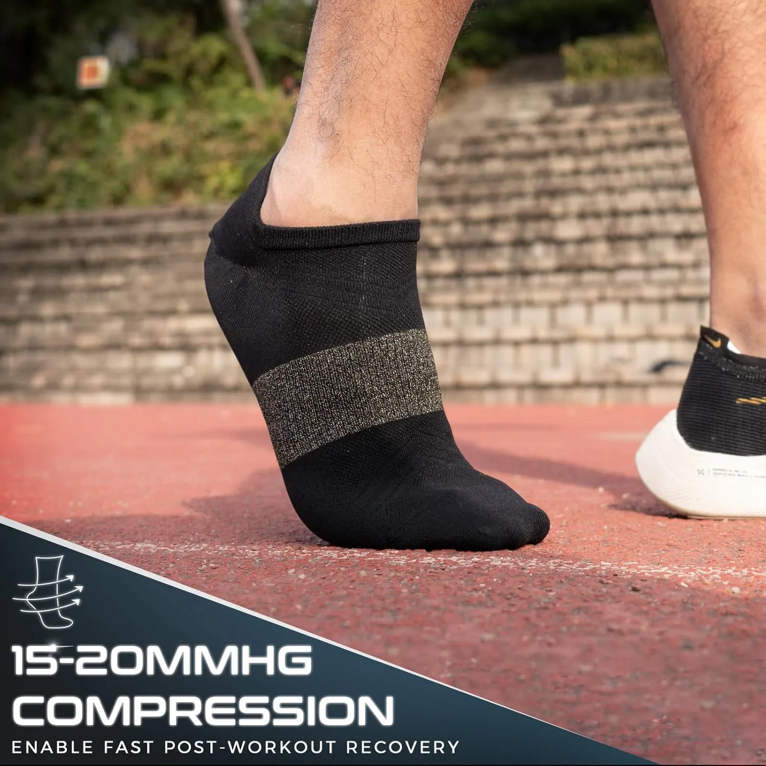 Compression Silver Ankle Socks Odor Control Lightweight Arch Support Fit Performance Low Cut Athletic Running Socks 2 Pairs
