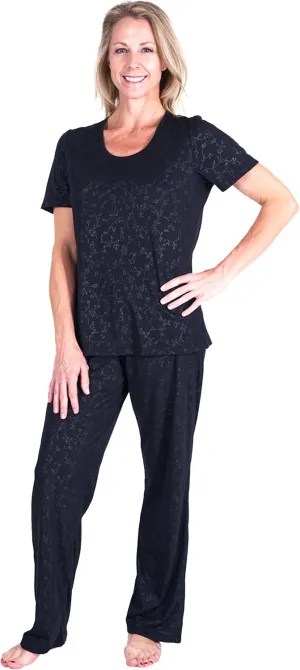 Cool-jams Sweat-Free Womens Pajama Sets - Moisture Wicking Scoop Neck Pajamas Top & Sleep Pants for Women