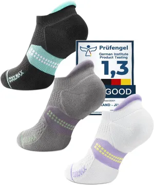 Coolmax Bamboo Viscose Compression Running No Show Sock Women, Moisture Wicking Cushion AntiBlister Athletic Ankle