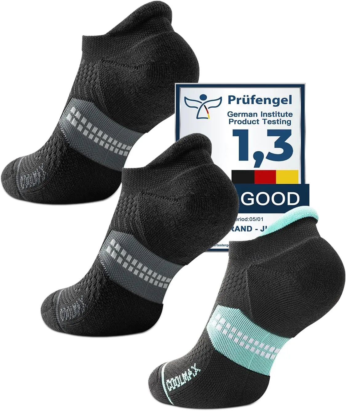 Coolmax Bamboo Viscose Compression Running No Show Sock Women, Moisture Wicking Cushion AntiBlister Athletic Ankle