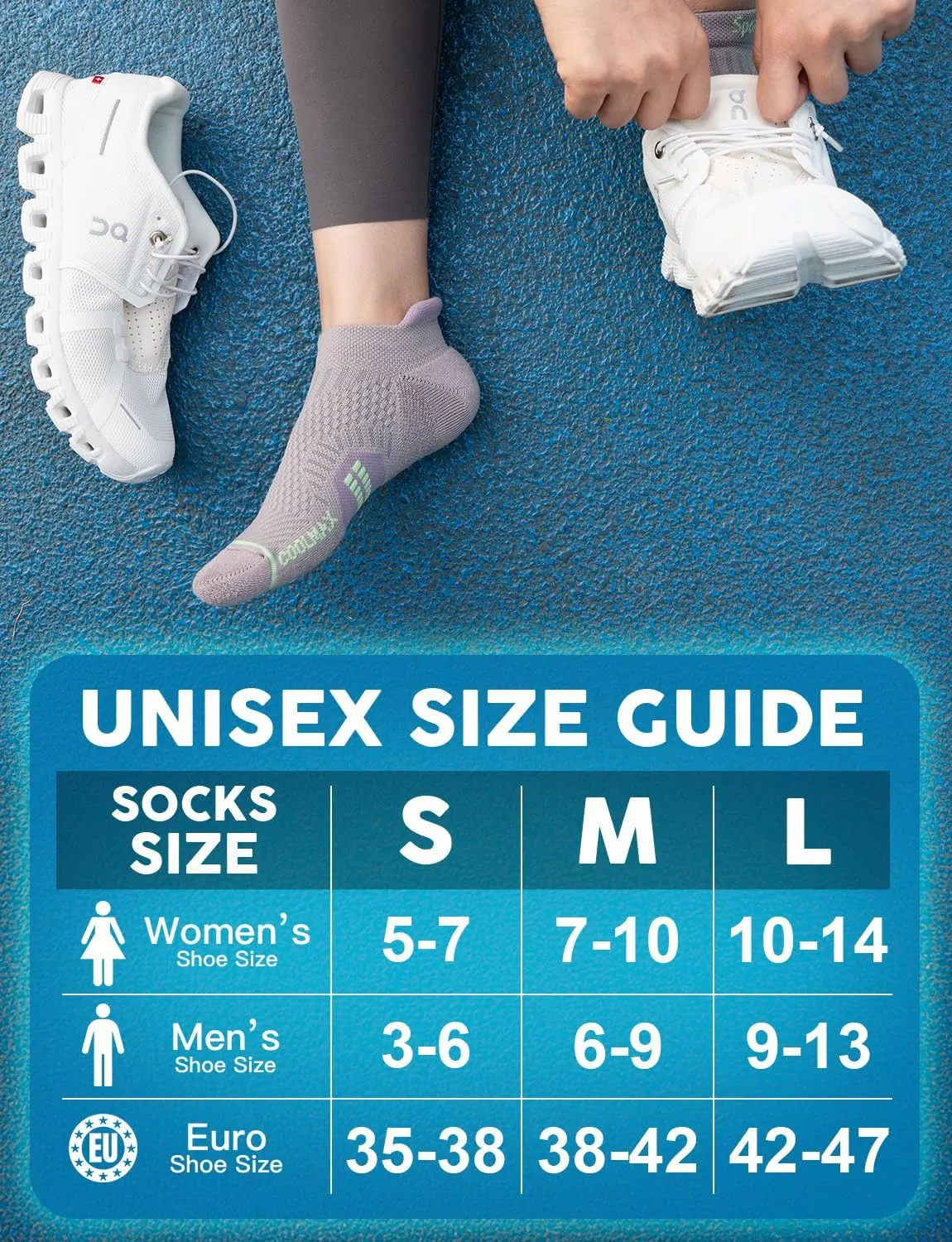 Coolmax Bamboo Viscose Compression Running No Show Sock Women, Moisture Wicking Cushion AntiBlister Athletic Ankle