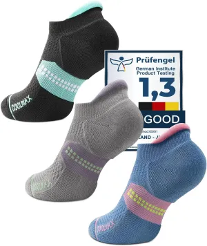 Coolmax Bamboo Viscose Compression Running No Show Sock Women, Moisture Wicking Cushion AntiBlister Athletic Ankle