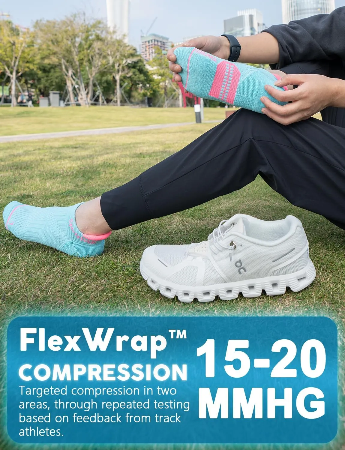Coolmax Bamboo Viscose Compression Running No Show Sock Women, Moisture Wicking Cushion AntiBlister Athletic Ankle