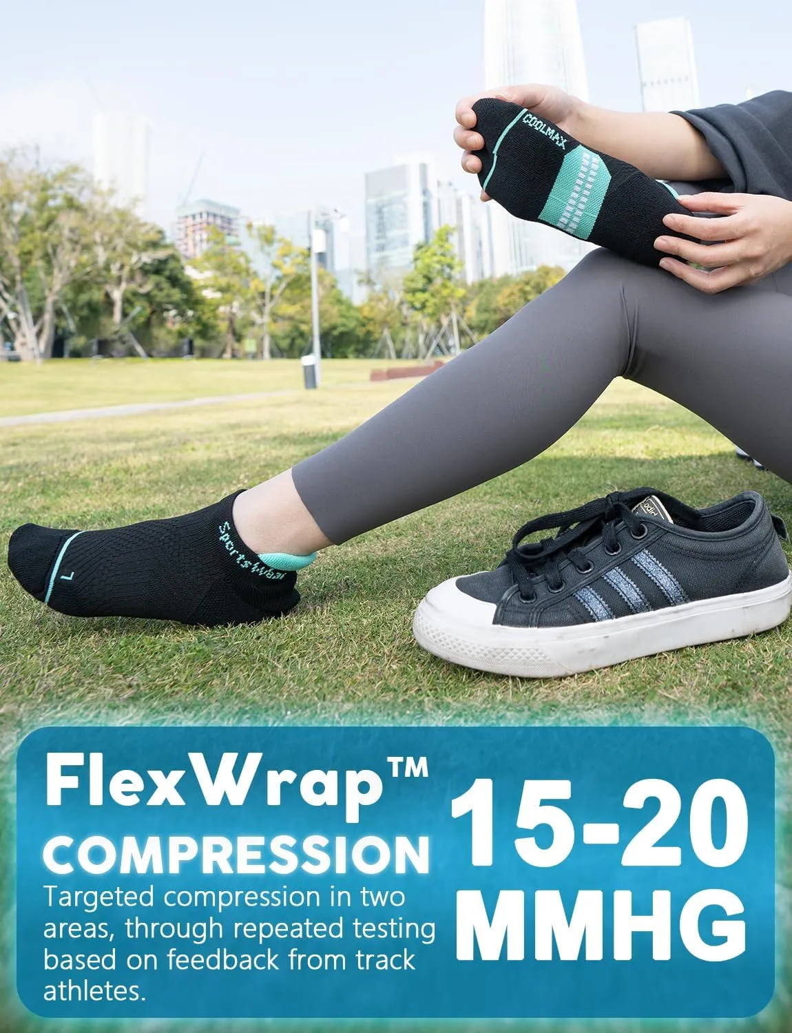 Coolmax Bamboo Viscose Compression Running No Show Sock Women, Moisture Wicking Cushion AntiBlister Athletic Ankle