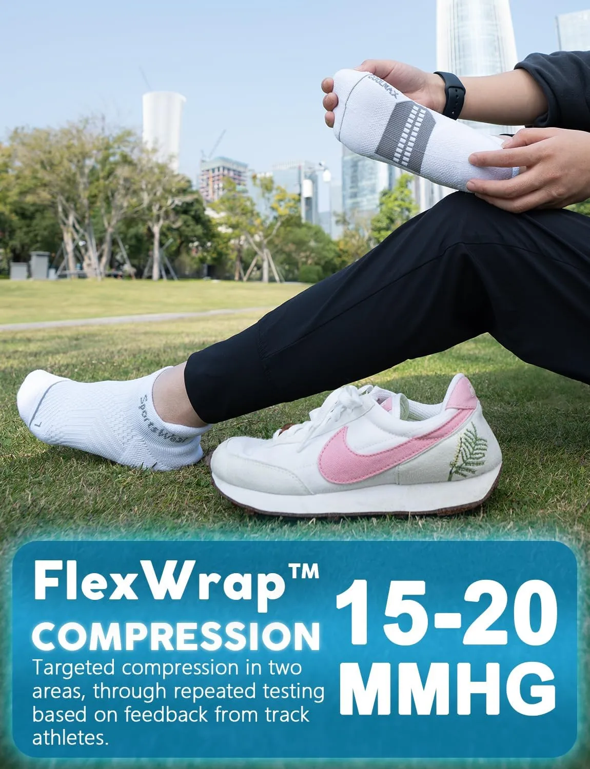 Coolmax Bamboo Viscose Compression Running No Show Sock Women, Moisture Wicking Cushion AntiBlister Athletic Ankle