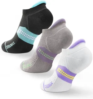 Coolmax Bamboo Viscose Compression Running No Show Sock Women, Moisture Wicking Cushion AntiBlister Athletic Ankle