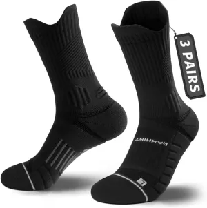 Coolmax Compression Running Socks for Women 3 Pairs, Cushion Crew Socks, Anti-Blister Moisture Wicking Athletic Socks