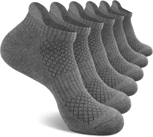 COOPLUS Mens Cotton Socks Ankle Athletic Cushion Running Socks for Men Moisture Wicking Breathable 6 Pairs