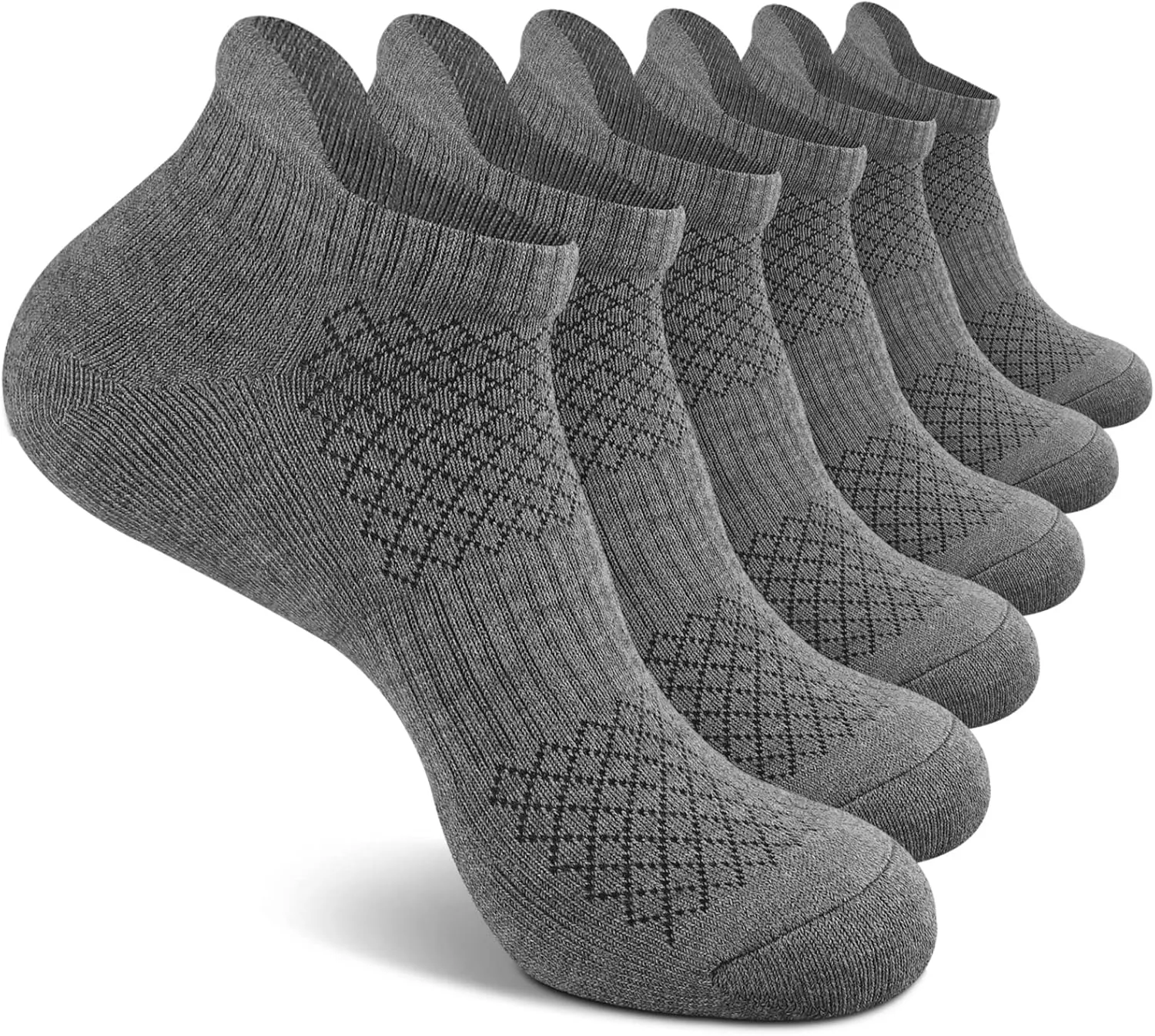 COOPLUS Mens Cotton Socks Ankle Athletic Cushion Running Socks for Men Moisture Wicking Breathable 6 Pairs