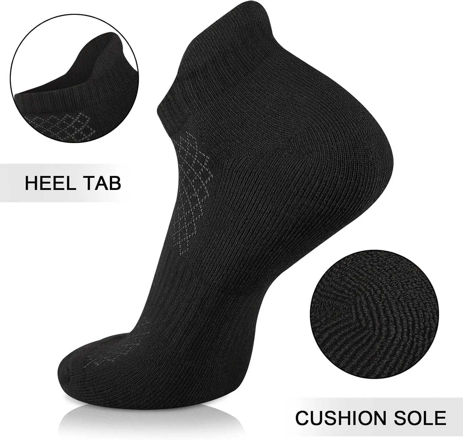 COOPLUS Mens Cotton Socks Ankle Athletic Cushion Running Socks for Men Moisture Wicking Breathable 6 Pairs