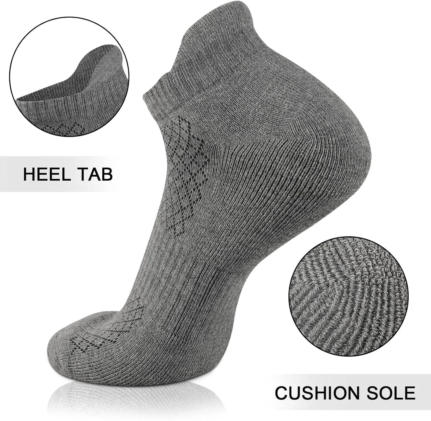 COOPLUS Mens Cotton Socks Ankle Athletic Cushion Running Socks for Men Moisture Wicking Breathable 6 Pairs