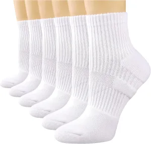 COOPLUS Womens Ankle Socks Athletic Cushioned Running Cotton Quarter Socks for Women 6 Pairs