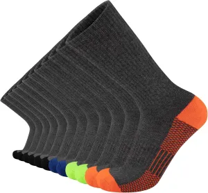 COOVAN 12 Pack Crew Socks for Men Half Cushion Moisture Wicking Athletic Socks