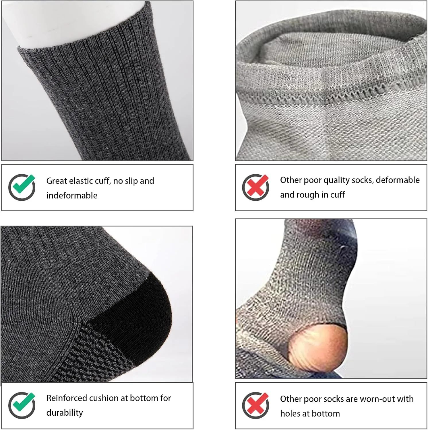 COOVAN 12 Pack Crew Socks for Men Half Cushion Moisture Wicking Athletic Socks