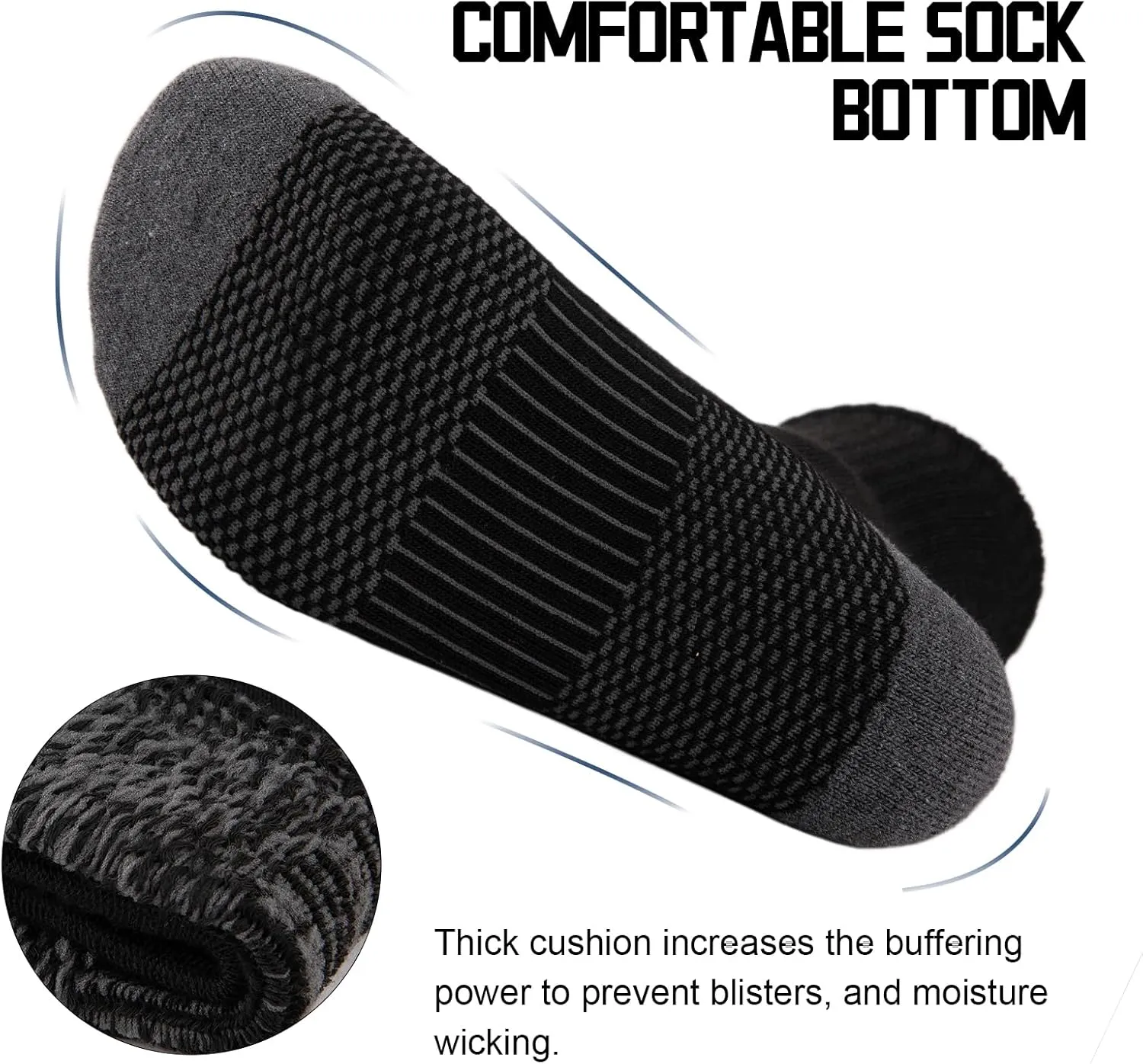 COOVAN 12 Pack Crew Socks for Men Half Cushion Moisture Wicking Athletic Socks