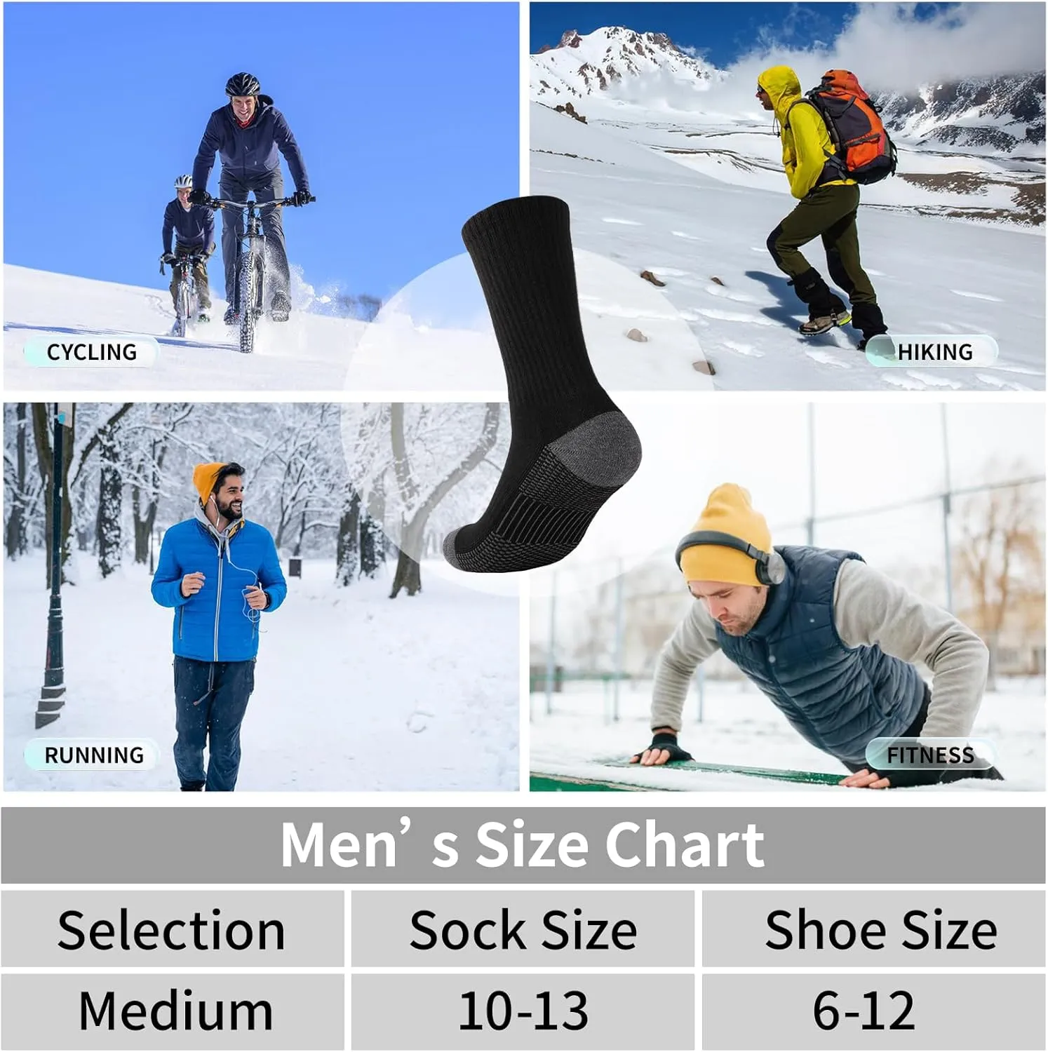 COOVAN 12 Pack Crew Socks for Men Half Cushion Moisture Wicking Athletic Socks