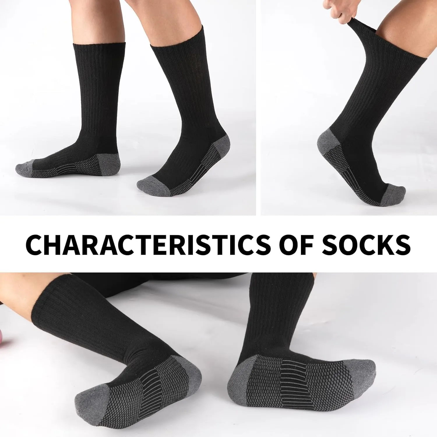COOVAN 12 Pack Crew Socks for Men Half Cushion Moisture Wicking Athletic Socks