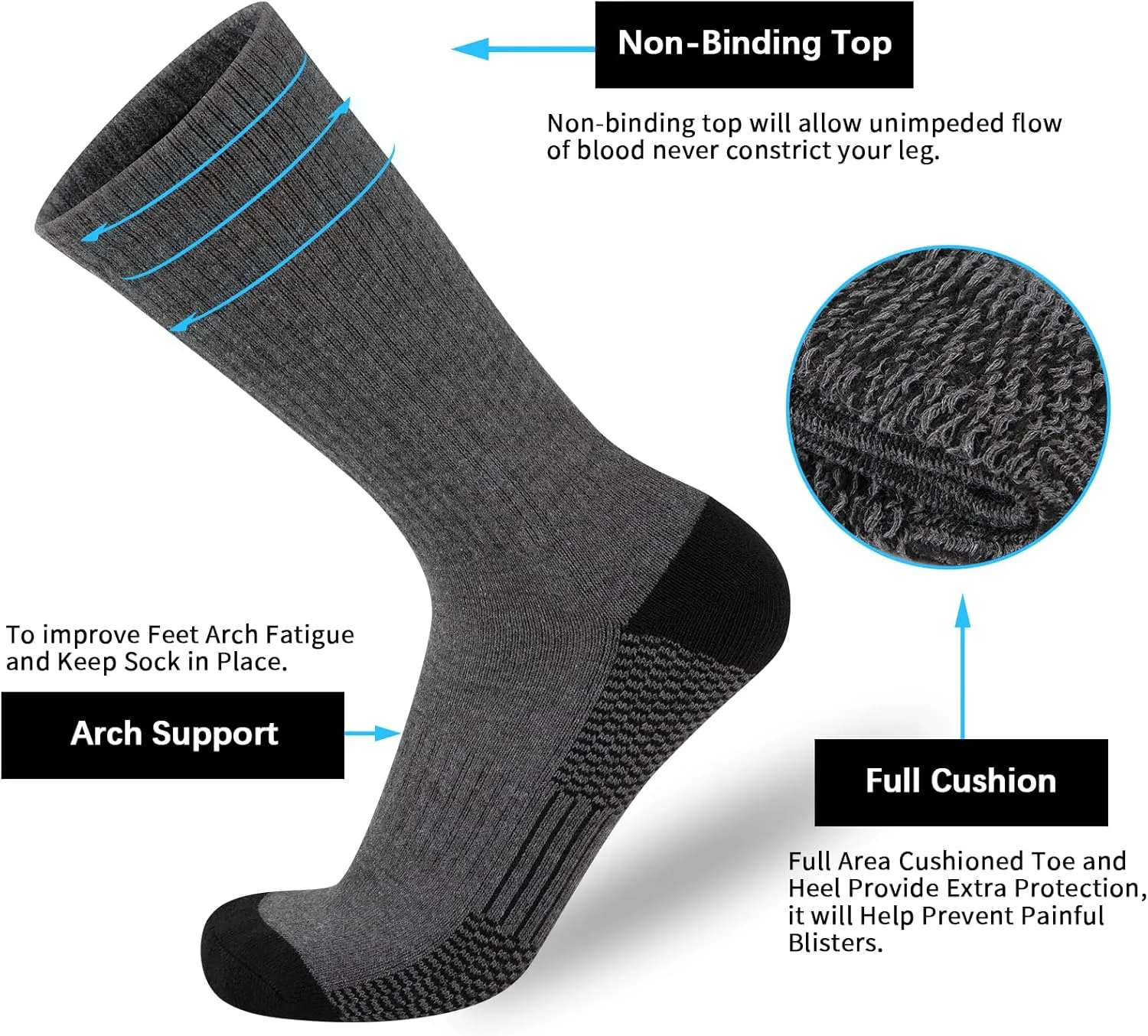 COOVAN 12 Pack Crew Socks for Men Half Cushion Moisture Wicking Athletic Socks
