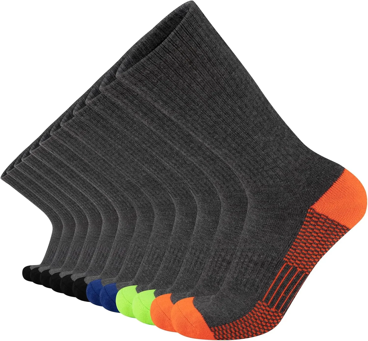 COOVAN 12 Pack Crew Socks for Men Half Cushion Moisture Wicking Athletic Socks