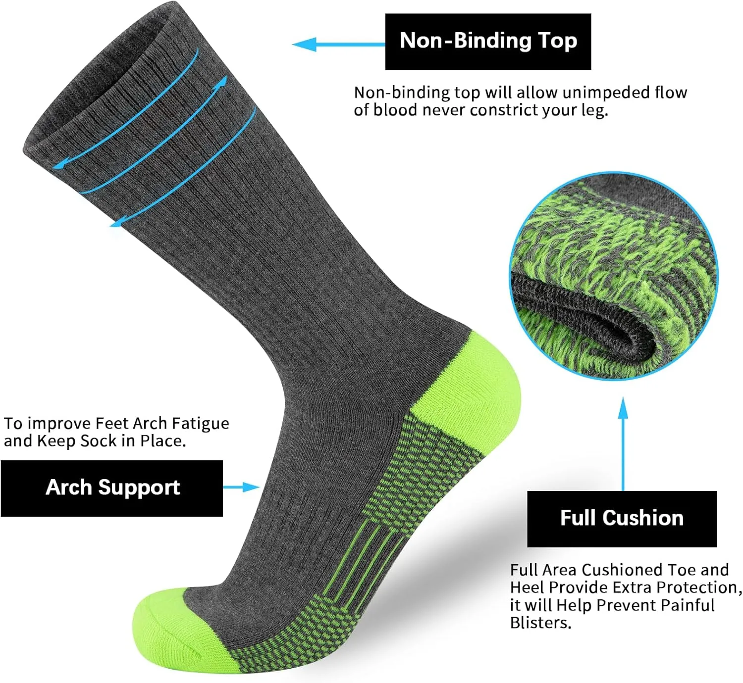 COOVAN 12 Pack Crew Socks for Men Half Cushion Moisture Wicking Athletic Socks