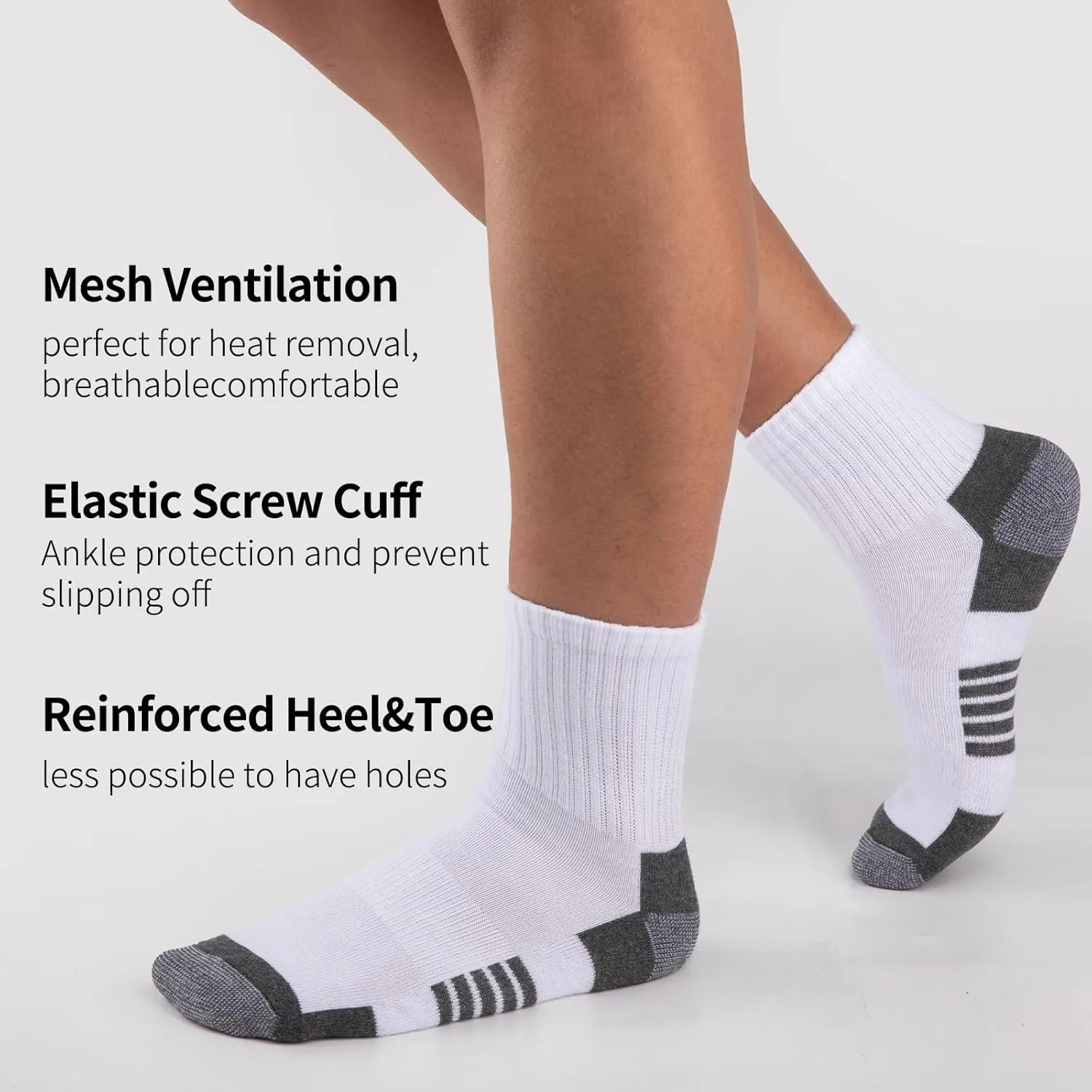 COOVAN Mens Ankle Athletic Socks Quarter Cushion Moisture Wicking Running Sports Work Socks 7 Pairs