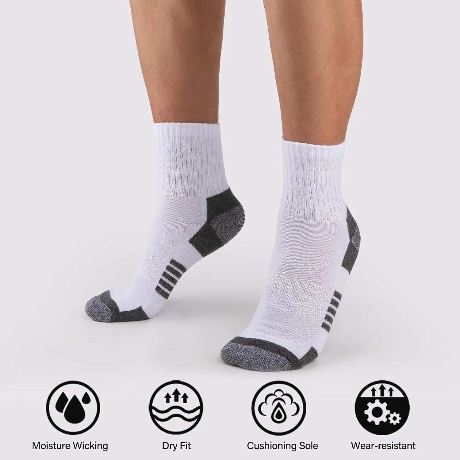 COOVAN Mens Ankle Athletic Socks Quarter Cushion Moisture Wicking Running Sports Work Socks 7 Pairs
