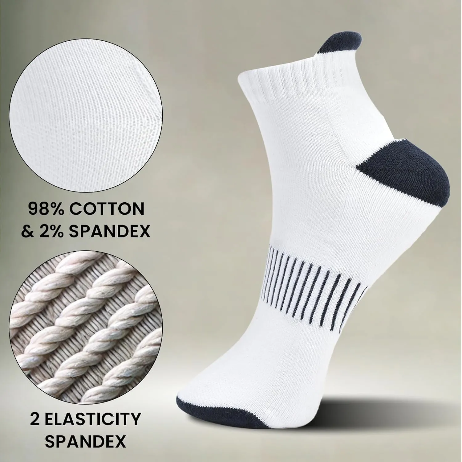 Cotton Anti-Blister Low Cut Cushioned Breathable Running Athletic Ankle Tab Running Socks for Men- (Pack of 6)