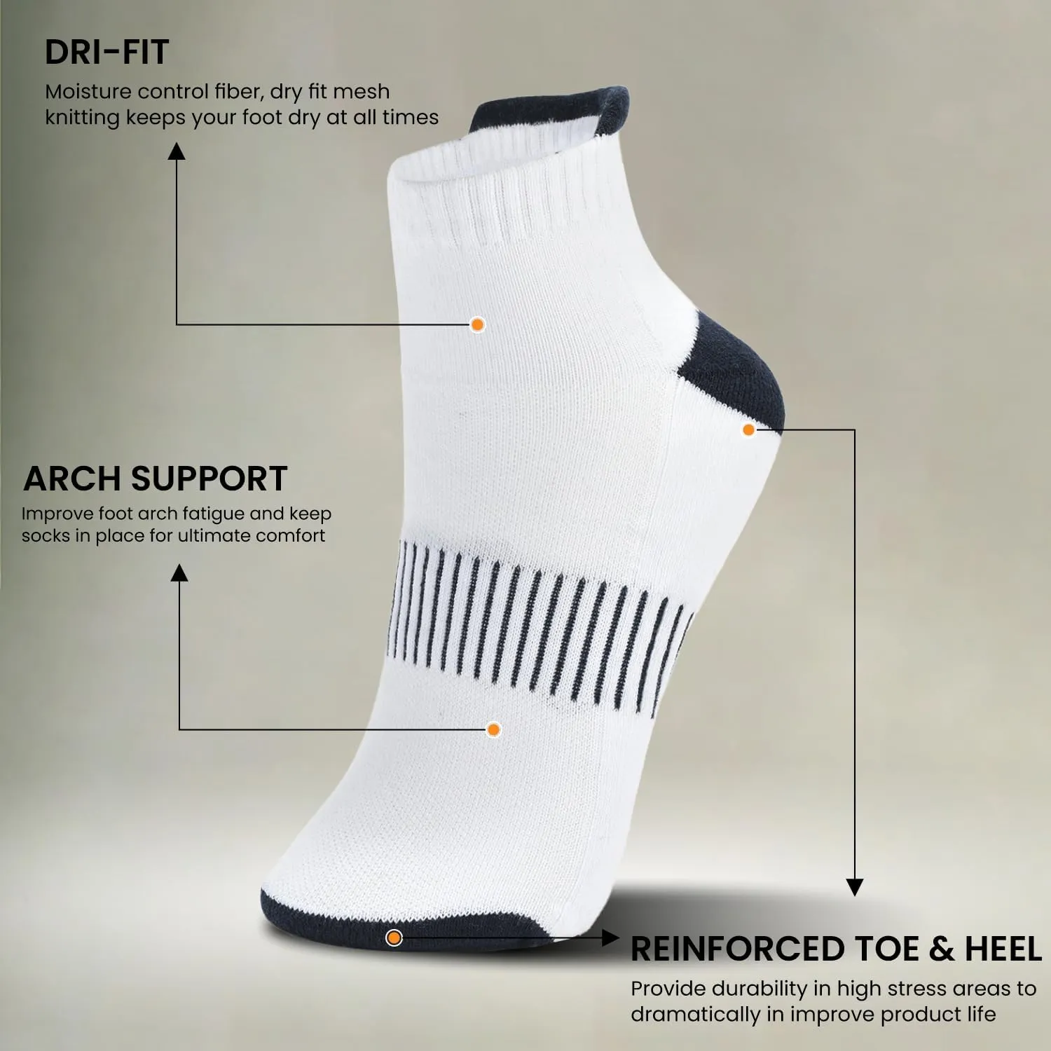 Cotton Anti-Blister Low Cut Cushioned Breathable Running Athletic Ankle Tab Running Socks for Men- (Pack of 6)