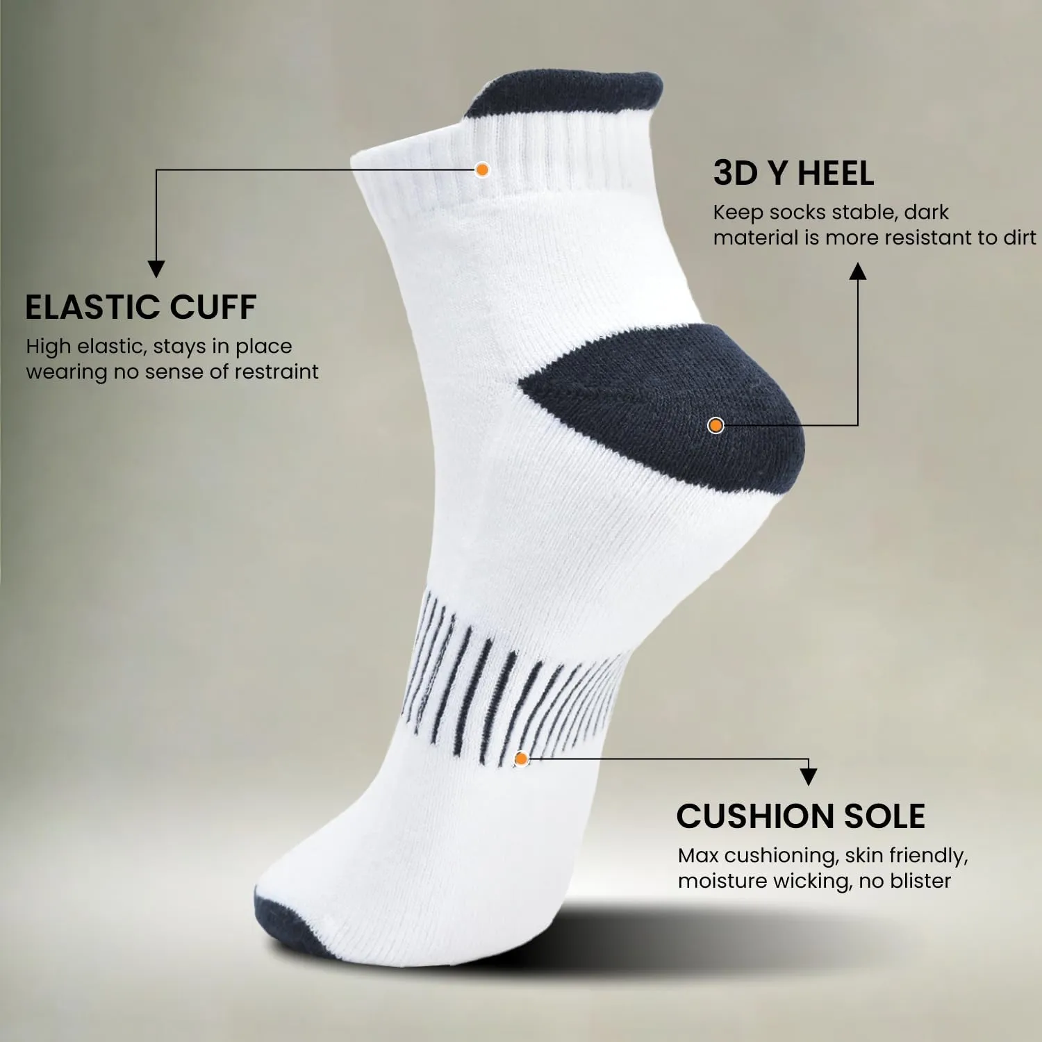 Cotton Anti-Blister Low Cut Cushioned Breathable Running Athletic Ankle Tab Running Socks for Men- (Pack of 6)