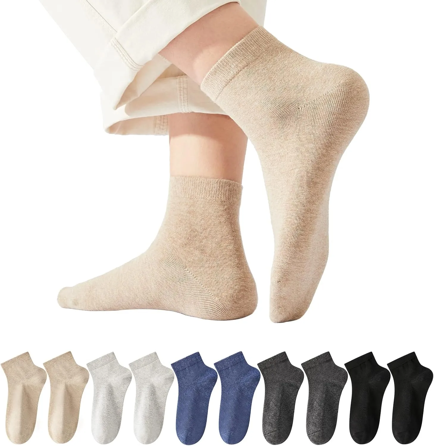 Cotton Low Cut Athletic Socks 8/10 Pack - Breathable Running Gym Daily, Moisture Wicking Comfort Fit Black