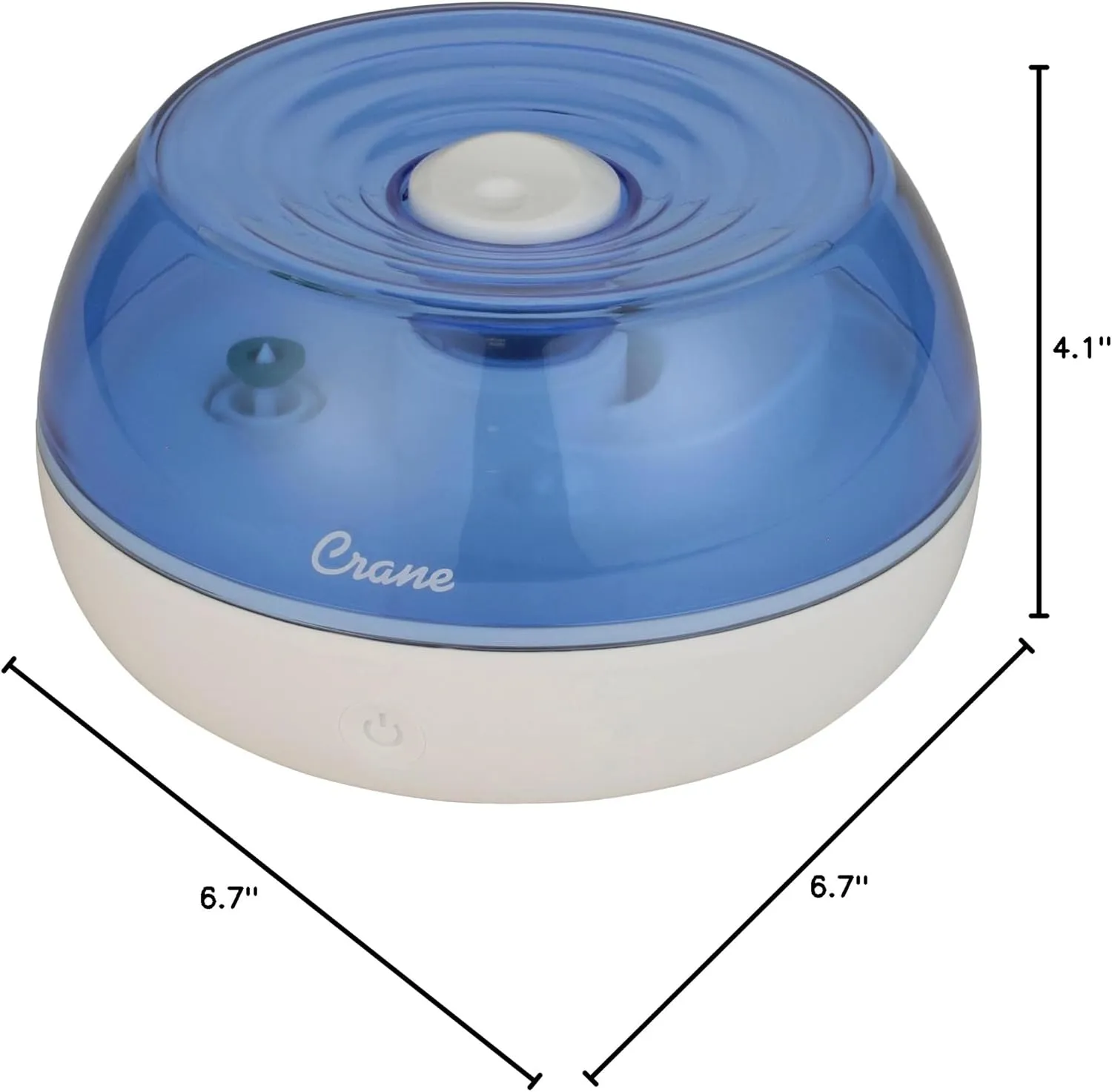 Crane Small Ultrasonic Air Humidifiers for Bedroom and Office, .2 Gallon Cool Mist Humidifier for Personal Use, No Humidifier Filters Needed, Blue and White