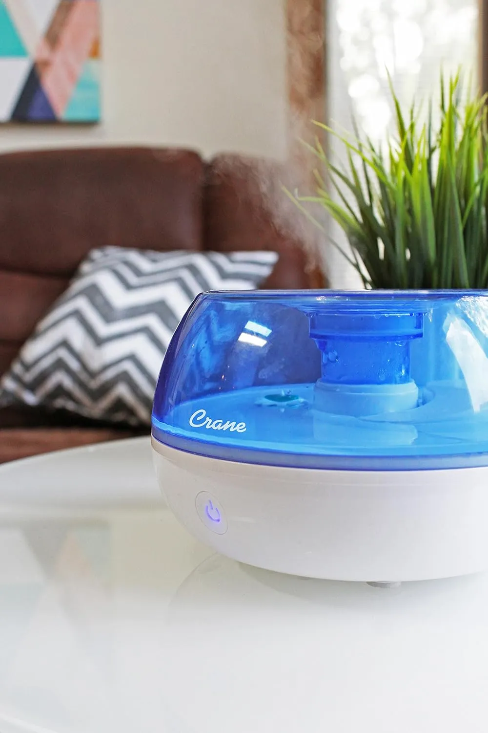 Crane Small Ultrasonic Air Humidifiers for Bedroom and Office, .2 Gallon Cool Mist Humidifier for Personal Use, No Humidifier Filters Needed, Blue and White